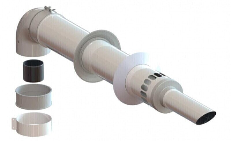 DY 831. Горизонтальный коаксиальный дымоход, ф 150/220 мм (Ал.)
